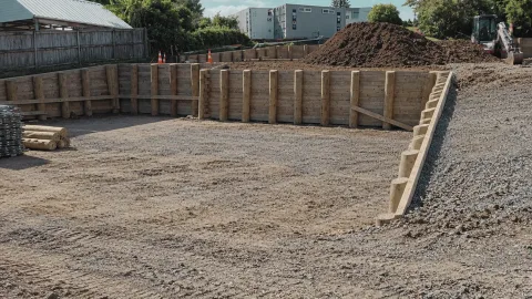 Retaining wall construction.